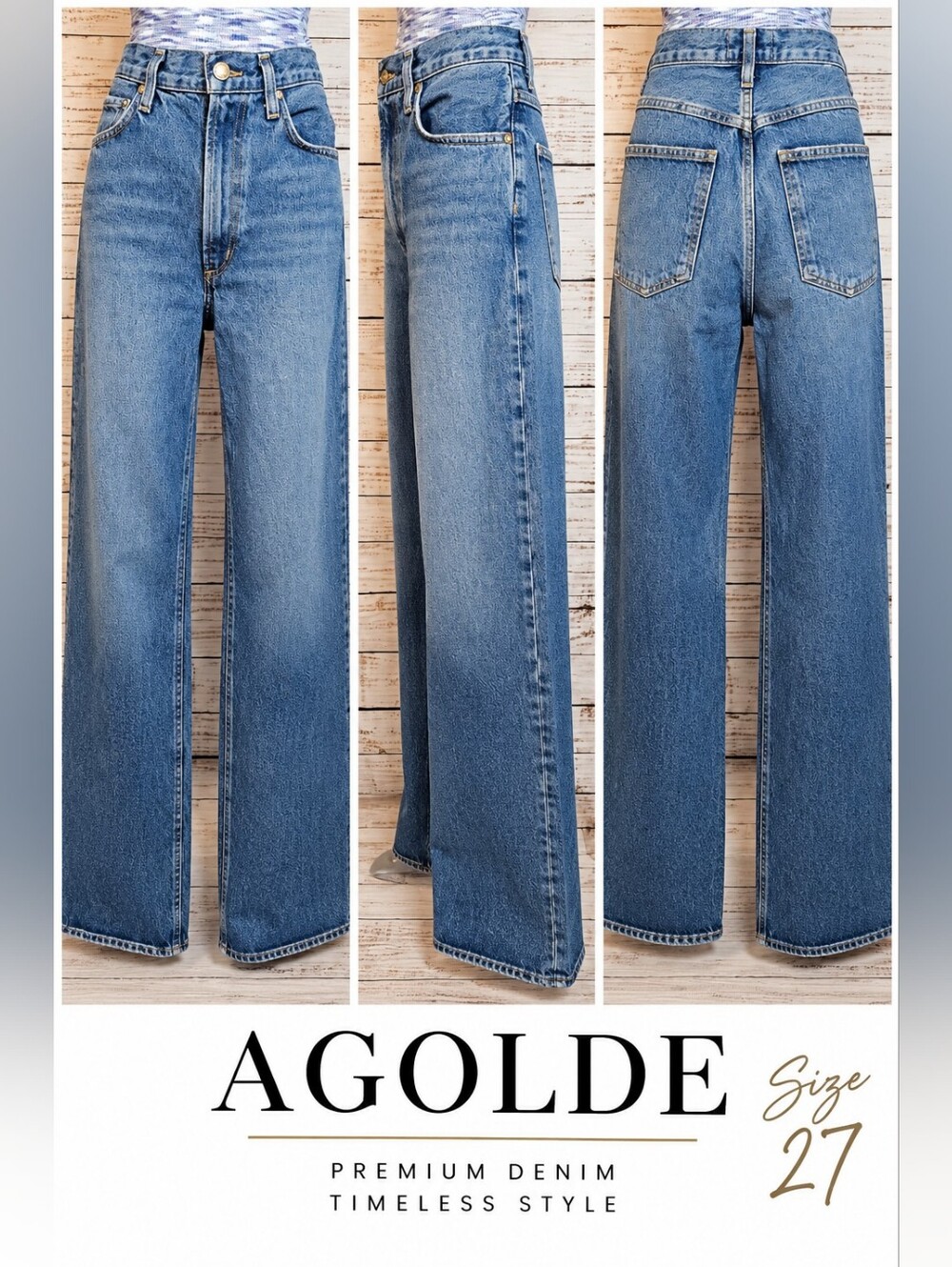 AGOLDE Leena High Rise Straight Wide Leg Jeans Size 27 Medium Wash